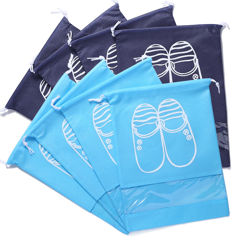 Companion travel shoe bag storage bag non-woven fabric 8 waterproof and dustproof shoe cover boxes drawstring binding mouth portable folding multifunctional storage bag bl9126 sky blue Tibetan blue