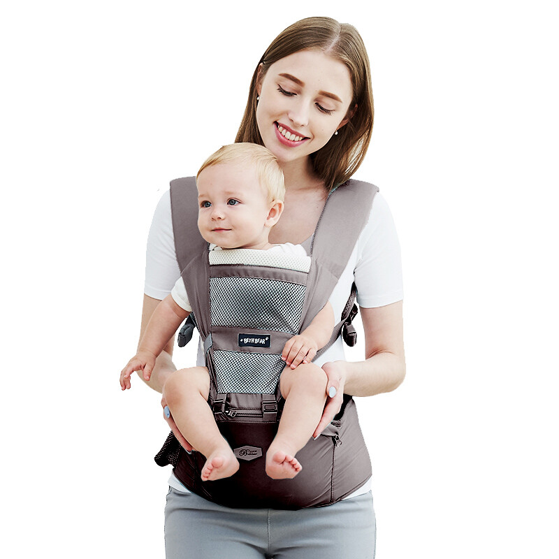 Bass bear baby back belt waist stool summer breathable children's back baby bag Mommy Bag Backpack front holding stool Four Seasons General bs8101 static gray