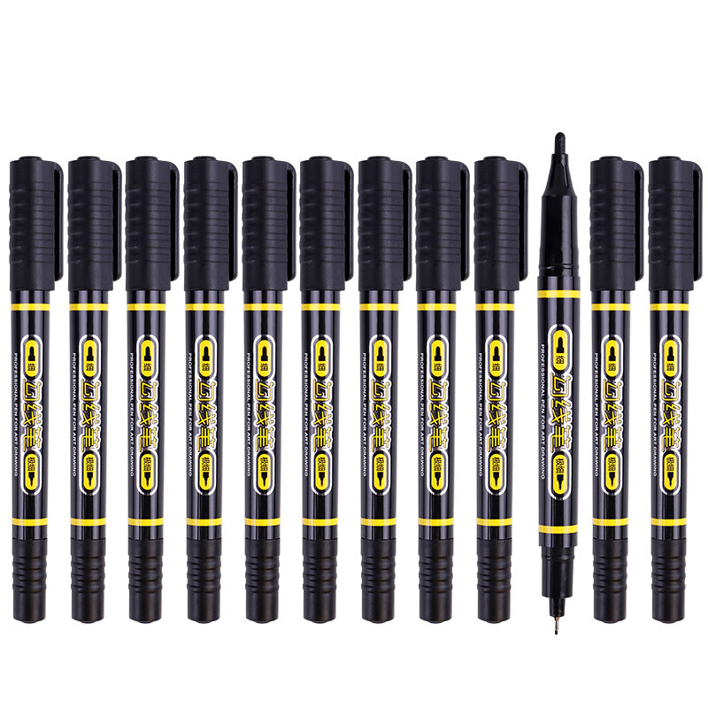 Baoke mp2906 small double head water-based quick drying line drawing pen black 12 pieces / box