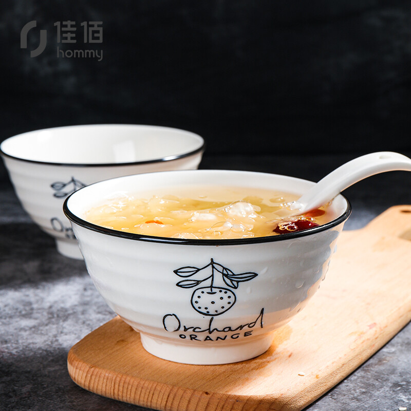 Jiabai Bowl Ceramic tableware set, dish set, daily rice dish set, under glaze 5-inch and wind rice bowl 2-piece set (Nordic style)