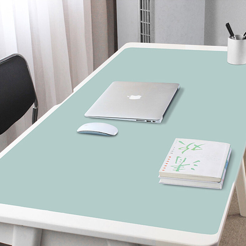 Lingmei double-sided two-color mouse pad super large desk pad writing desk pad desktop waterproof mouse pad light green + lake blue