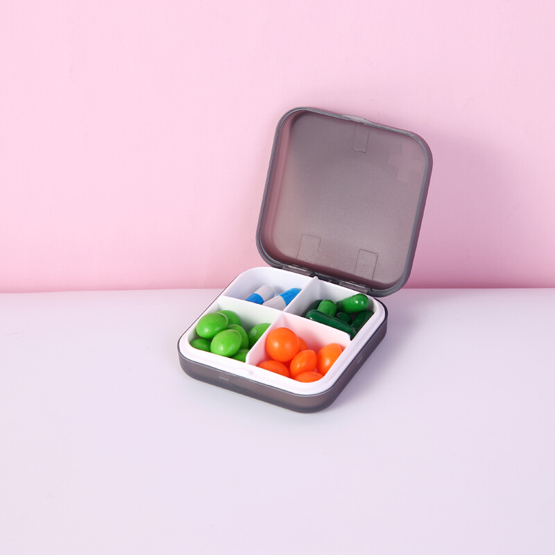 Bubm portable medicine box mini storage medicine distribution box one week pill box bxyh-d small black