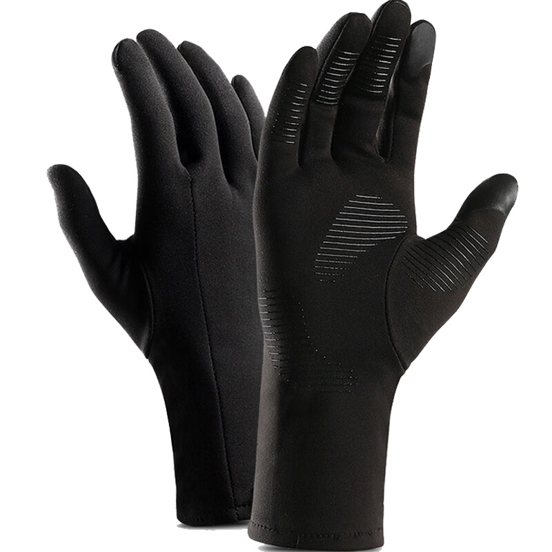 Glo-story gloves men's winter outdoor sports gloves warm men's and women's touch screen all finger windproof and anti slip Plush light running and mountaineering gloves mst844210 black