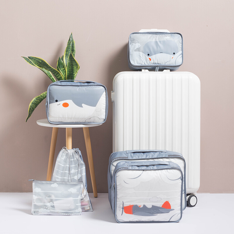 Bangini Travel Wash Bag men's and women's storage bag wash bag translucent large capacity cosmetic bag waterproof storage bag portable multifunctional travel storage bag 6-Piece set gray