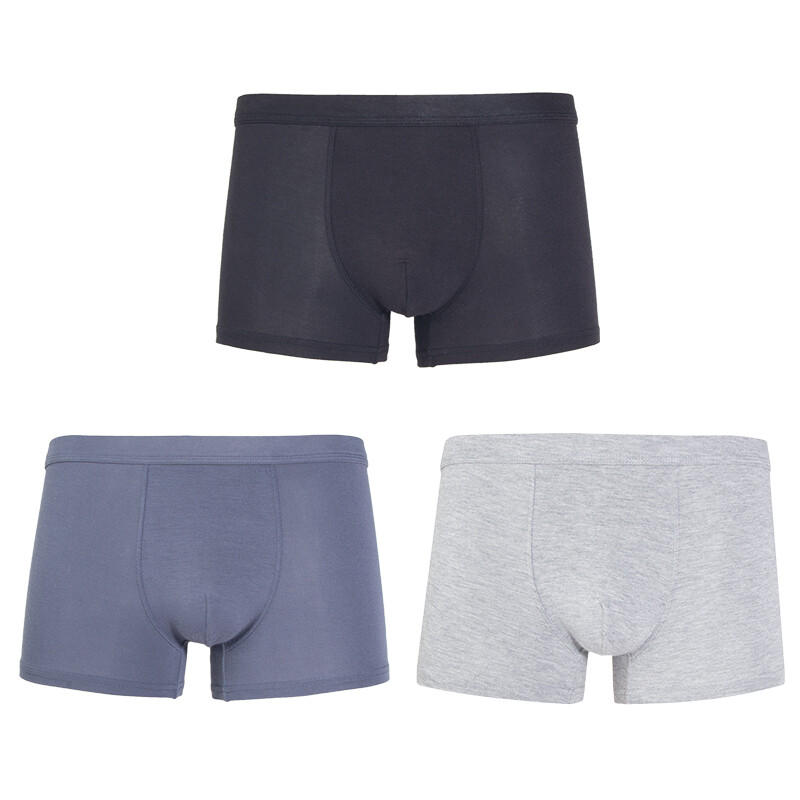 Yiershuang (3 Pack) men's underwear medium waist boxer pants comfortable and breathable four corner shorts head underpants black + dark grey + light hemp grey L / 170