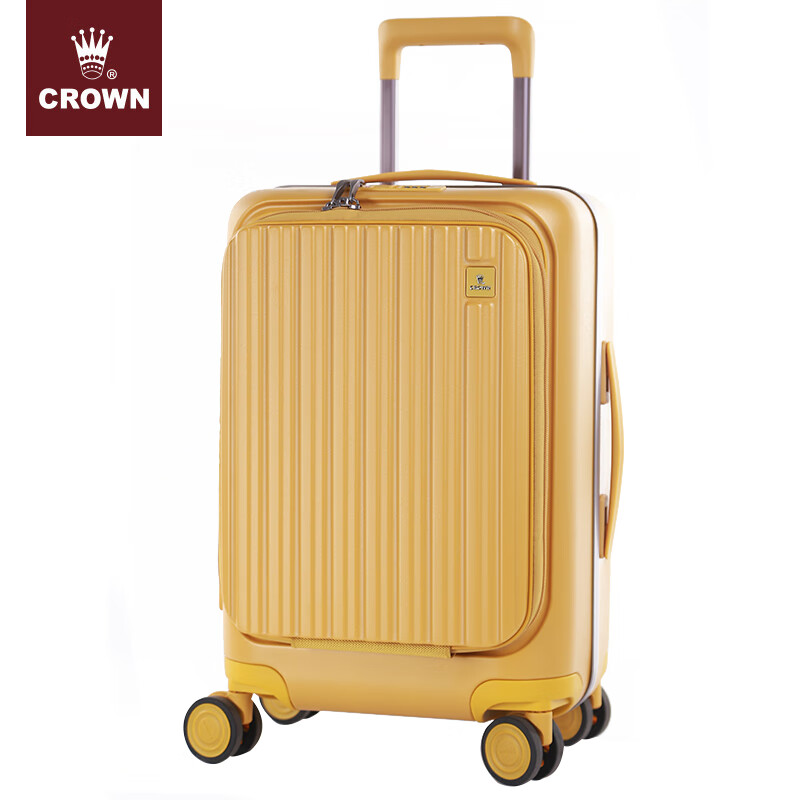 Crown / crown zipper aluminum frame trolley case universal eight wheel suitcase password boarding hard case 5278-20 inch turmeric