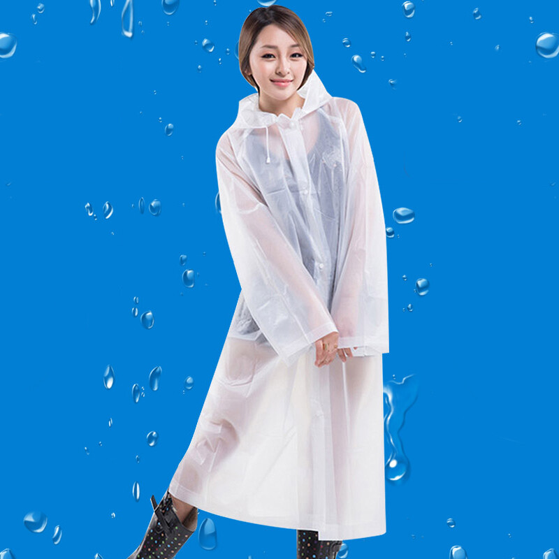 Companion line adult raincoat translucent frosted fashion raincoat non disposable raincoat eva14 silk men's and women's long hat thickened poncho bl9139 white
