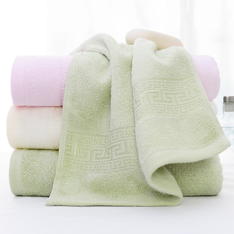 Bamboo brocade towel bamboo fiber thickened shape Satin file towel soft water absorbent face wash towel 3 pieces green / M / powder 34 * 76cm