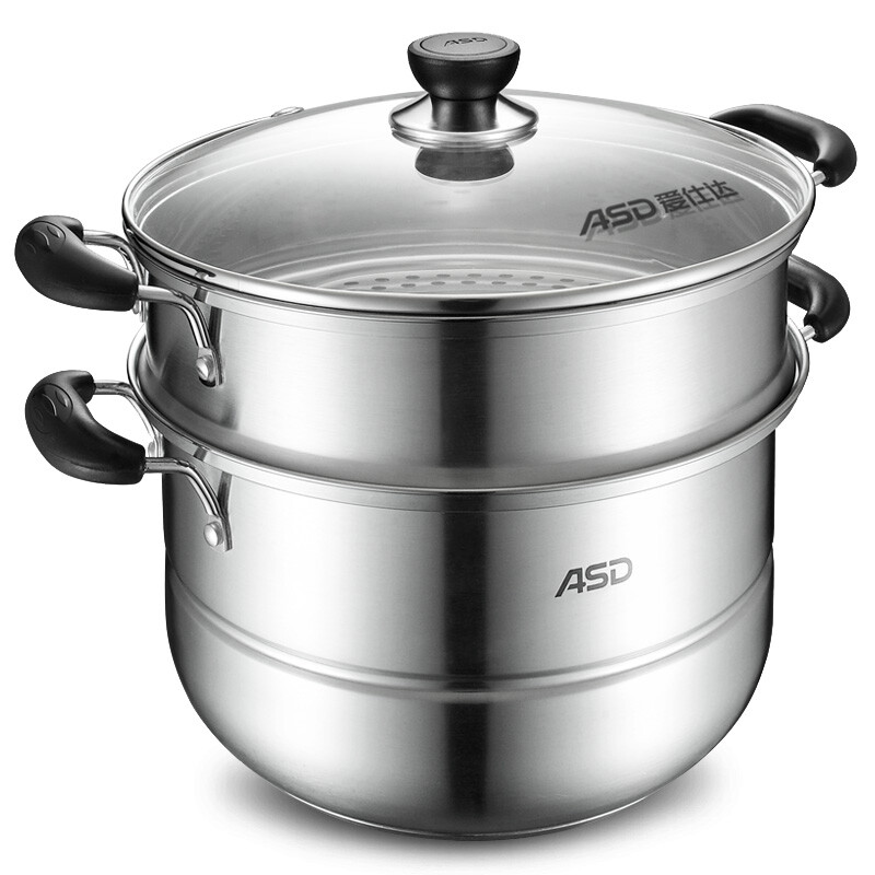 Ashtar 26cm stainless steel double bottom steamer stainless steel steamer steamer gas induction cooker general purpose