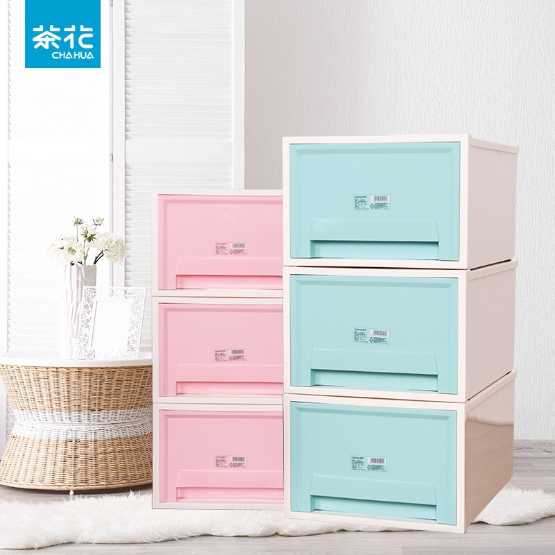 茶花（CHAHUA）收纳柜抽屉收纳柜整理柜塑料收纳箱抽屉式储物柜衣服柜整理柜 马卡龙黄 3层装
