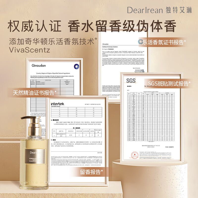 独特艾琳（Dear lrean）【明星同款】香氛沐浴露滋润清洁保湿持久留香男女350ml浮靡之水