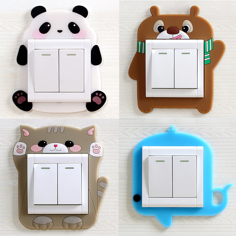 Luochu luxchic 4 cartoon night light switches pasted wall protective cover creative living room bedroom European lamp socket decorative cover