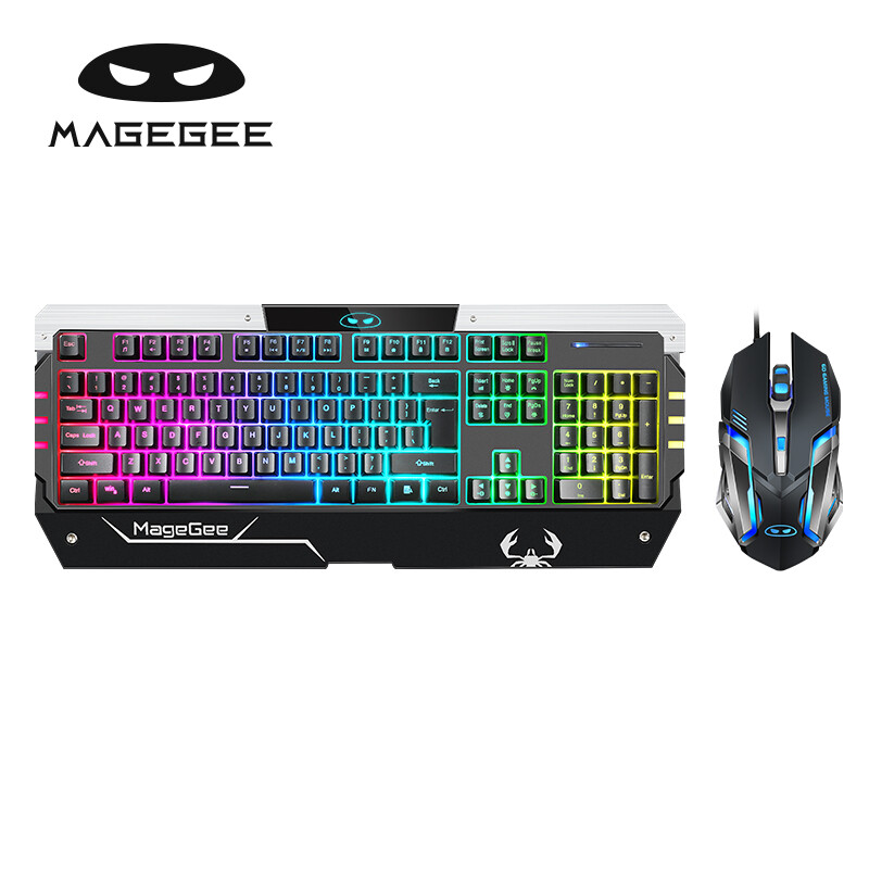 Magegee gt817 metal game keyboard and mouse set RGB colorful backlight game keyboard and mouse set USB wired desktop computer notebook universal black