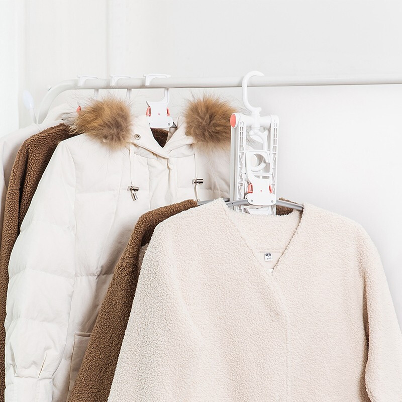 茶花多功能衣架收纳神器衣架子挂衣架家用晾衣架多层折叠 绿点白体