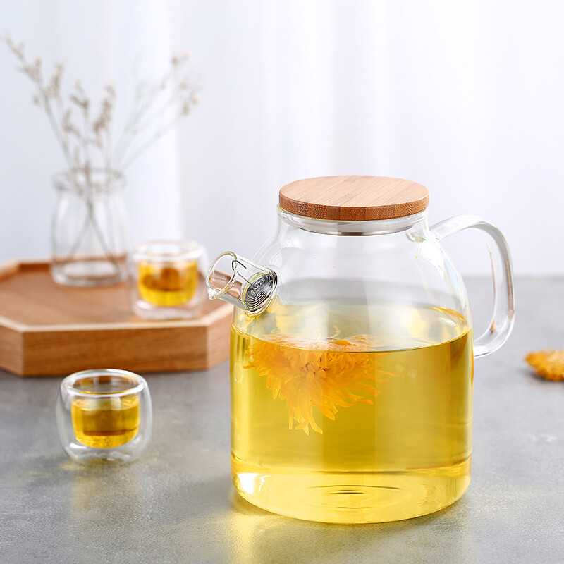 Jingdong jingzao heat resistant glass cold water kettle flower tea kettle fruit juice tea filtering household large capacity high temperature glass 1600ml
