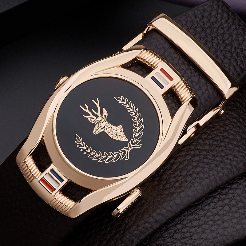 (bowerbird) men's belt gift box business leisure belt men's trouser belt men's automatic buckle leather belt gift 193050131-a gold 115-125cm