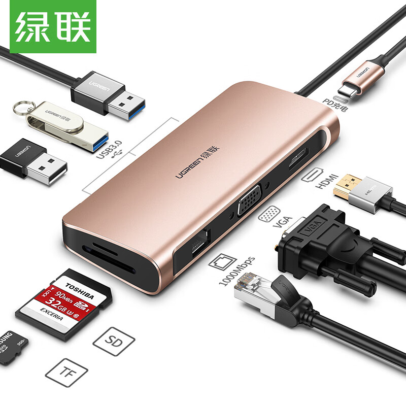 Lvlian type-C docking station general Apple Computer macbookpro Huawei P30 mobile phone usb-c to HDMI converter 4K projection VGA docking station adapter network port splitter