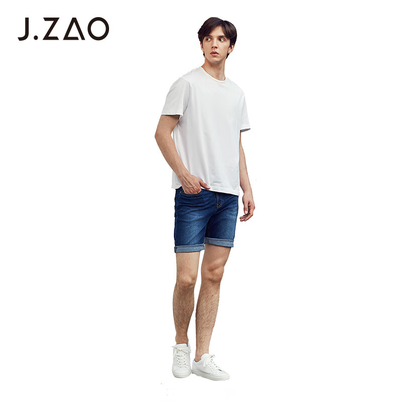 Made in Tokyo, Beijing, j.zao men's basic fit denim shorts, Capri pants, casual denim shorts, men's medium blue 34 (175 / 86A)