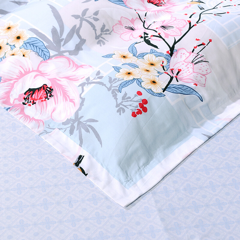 富安娜家纺三件套 60S长绒棉床上套件贡缎高档床品 南歌初妤1.2米床（152*210cm）