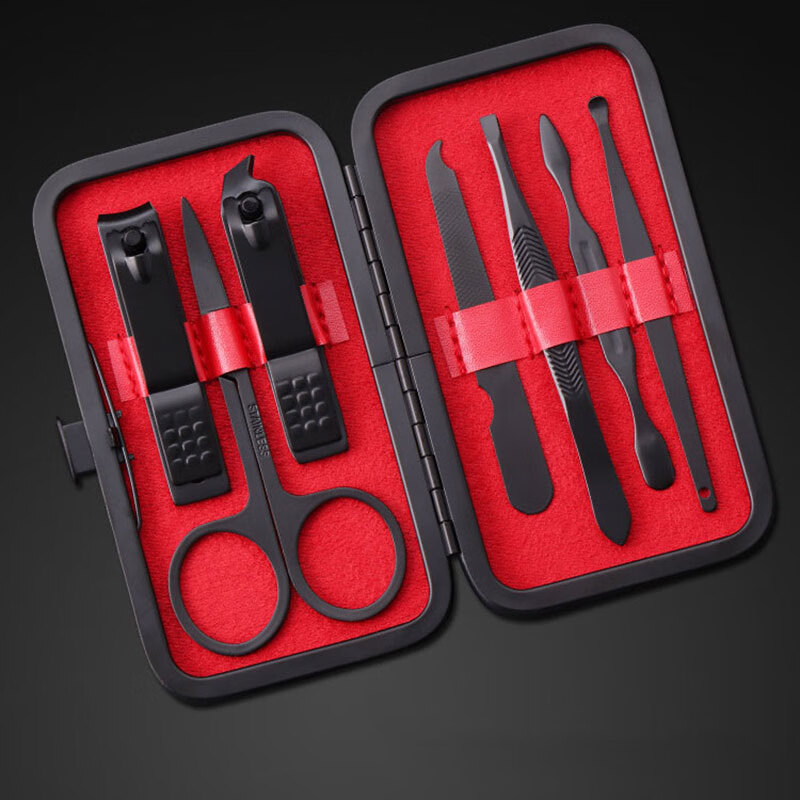 Wutong Anne nail clipper set up foot knife, nail clipper, dead skin, scissors, pedicure, nail repair, nail clipper set, black 7 piece set.