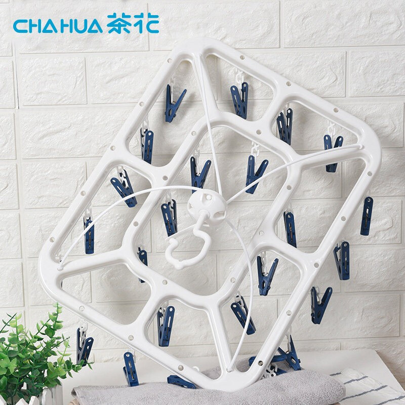 Camellia clothes rack with clothes drying clip clothes drying rack socks drying rack inner clothes rack (24 clips) blue 0709*