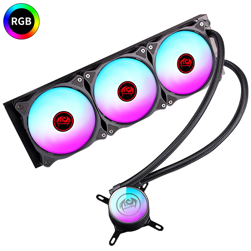 Great Wall Zhanlong 360 integrated water cooling (colorful RGB lamp / mirror cooling head / ceramic bearing / full platform / Shenguang synchronization / three fans / pure copper water cooling head)