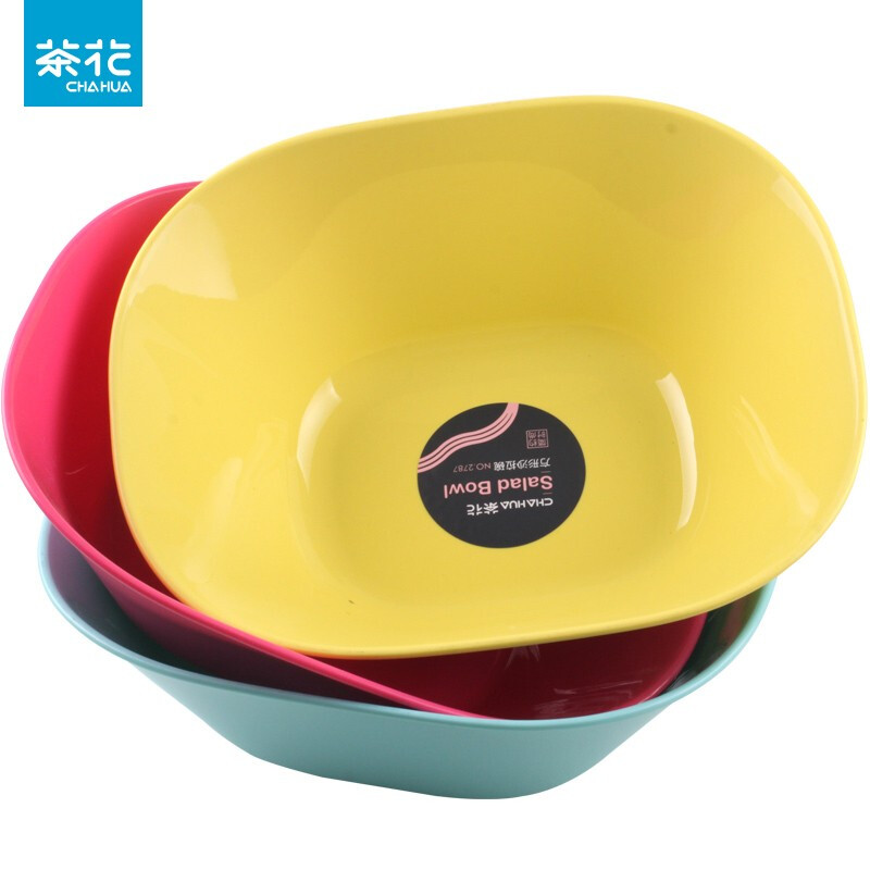 茶花（CHAHUA） 茶花水果盘果盆客厅沙拉水果盆塑料创意时尚沙拉碗 2789椭圆颜色随机3个