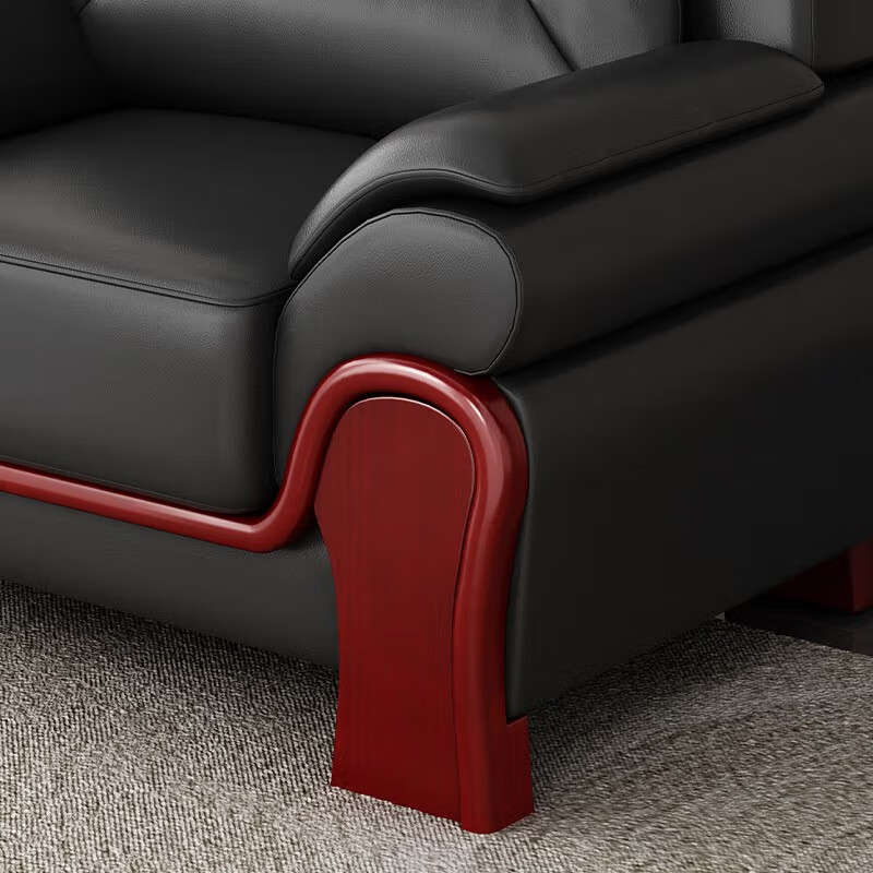 臻远ZYJJ-80273 办公室沙发简约商务沙发茶几组合休闲沙发 牛皮三人位