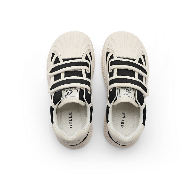 百丽贝壳头板鞋童鞋2023春季新商场同款魔术贴饼干鞋35330A83 黑色 33