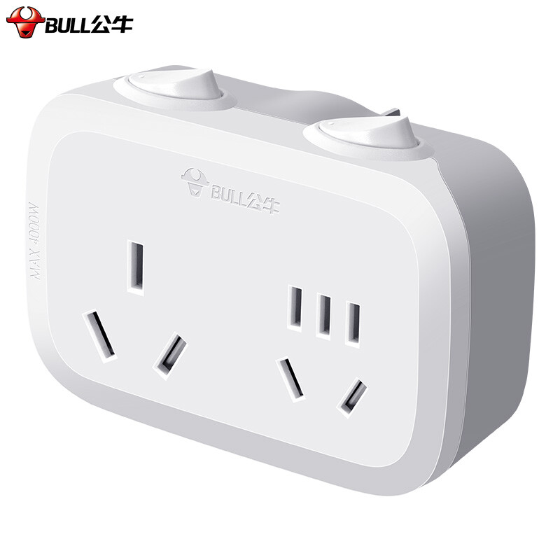 Bull gn-9323d high power one to two socket / one to multi split control conversion plug / power converter 2-bit split control wireless conversion socket