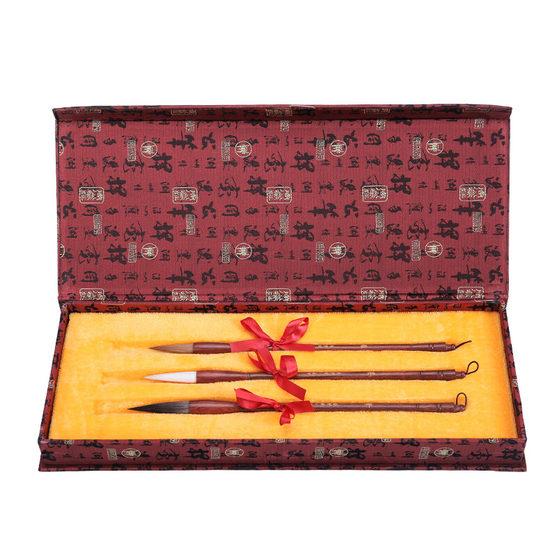 Rongbaozhai Xuzhong pen and ink edge yanghao Langhao and Haohao manual brush gift box calligraphy and traditional Chinese painting gift Lake pen study four treasures pen and ink edge three brush gift box