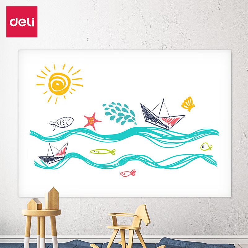 Deli 90 * 120cm household soft magnet self-adhesive whiteboard sticker erasable wall sticker / writing board / drawing board graffiti self-adhesive wallpaper children's small blackboard Sticker Free double-sided adhesive 8721