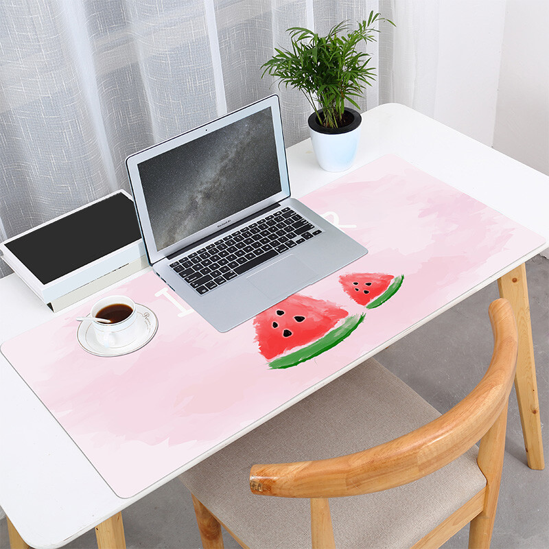 Lingmei mouse pad large pink cute cartoon color printing custom leather soft and comfortable waterproof antifouling easy to carry game Office Mouse Pad student table pad 90 * 42cm watermelon