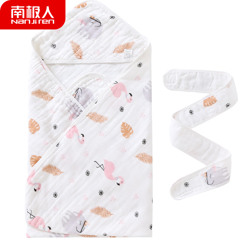 Nanjiren baby holding Quilt Baby spring and autumn summer 6-layer gauze blanket newborn quilt 90 * 90 Flamingo