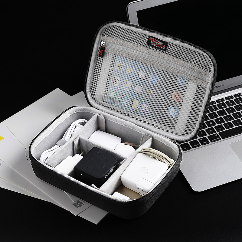 Connotation data cable digital storage bag notebook charger mobile power sorting bag flat panel hard disk U disk mouse protective cover single layer dzdvs-e black