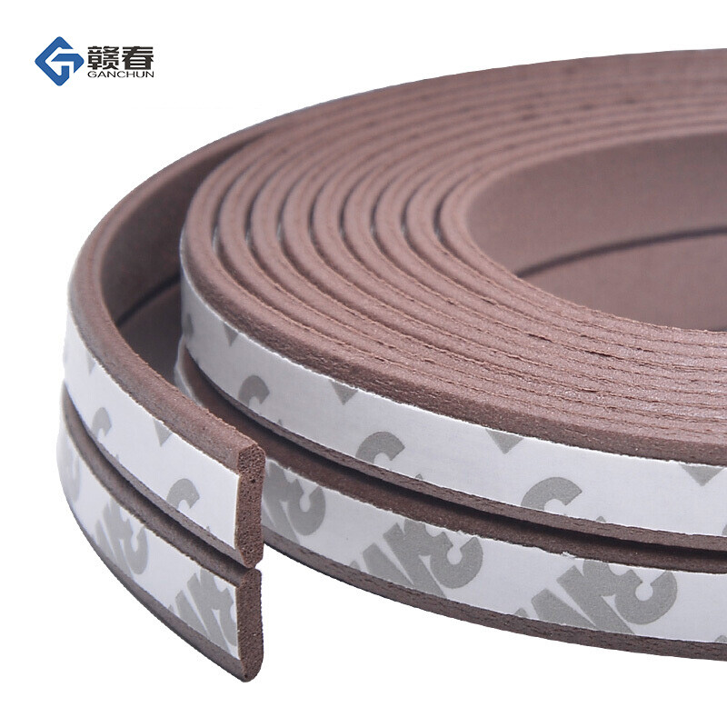 Ganchun door and window sealing strip anti-theft door sealing strip self-adhesive sound insulation strip door seam door bottom wooden door window anti-collision strip beautiful seam paste waterproof and windproof tape back glue I type 9 * 2 Brown 5m