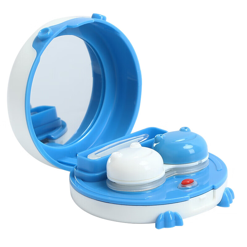 Connotation contact lens case duplex partner box storage Tong Mei duplex tweezers glasses automatic cleaning cartoon box yjh-a blue