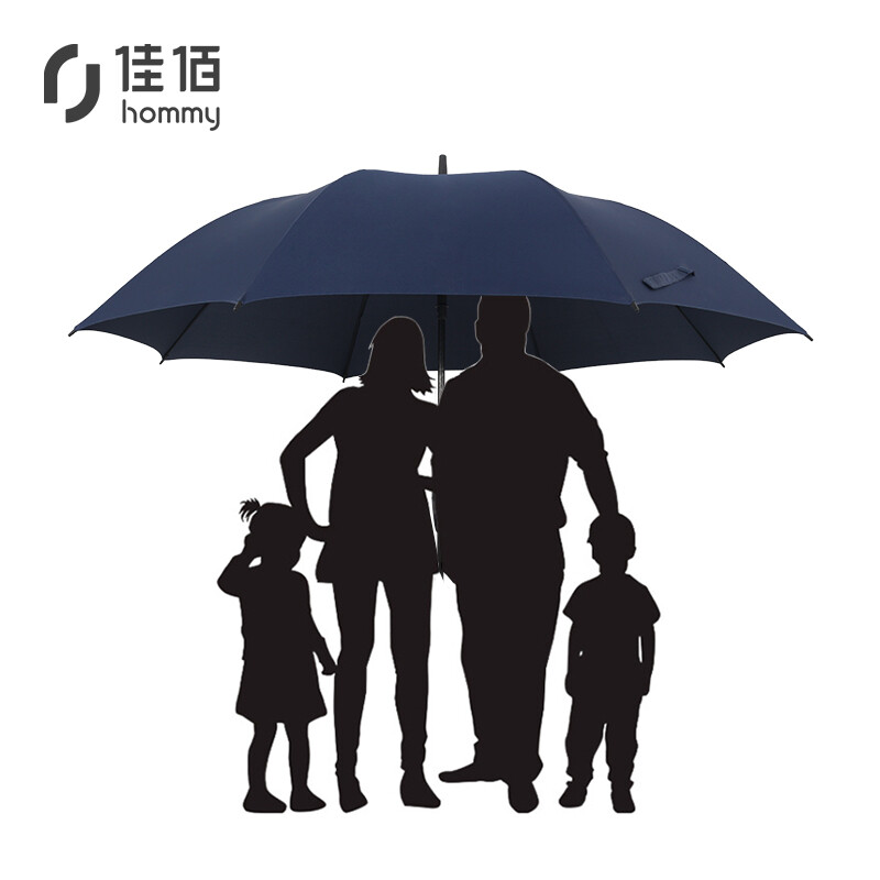 Hommy umbrella double super large automatic men's business umbrella large straight pole long handle reinforced windproof golf umbrella dark blue