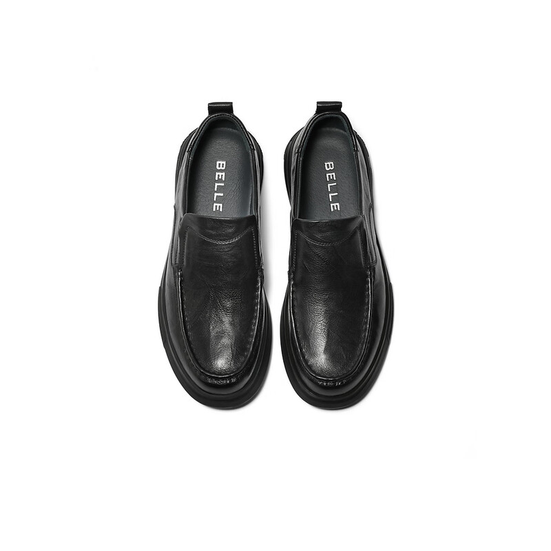 百丽一脚蹬商务鞋男2023秋季新款牛皮驾车爸爸鞋休闲皮鞋A1281CM3 黑色 41