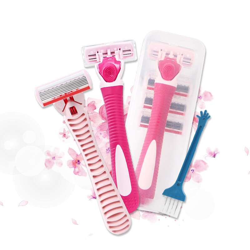 Uplus manual shaving knife depilation knife body hair knife (six layer blade, 1 carriage + 4 heads + 1 carriage box, leg depilator, axillary hair knife, shaving knife)