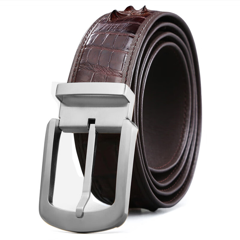 5. V. brown belt men's pin buckle simple leisure real crocodile leather men's pants belt cowhide wrapped gift box brown 8302bp2115cm
