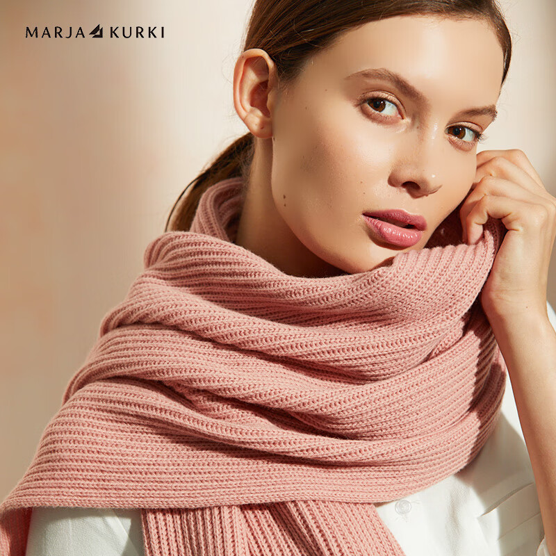 Maria Marja Kurki wool scarf fashion simple solid color warm and versatile wool knitted scarf women's gift box 1gg555610 powder