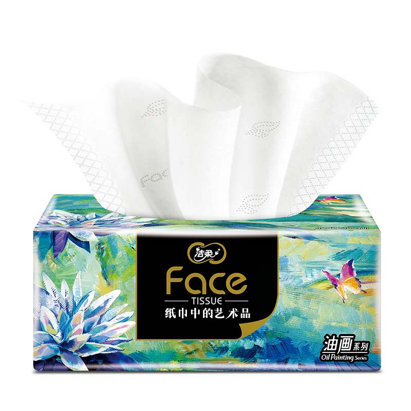 洁柔抽纸 油画Face加厚4层100抽面巾纸*6包(L号 触感柔软 可湿水)