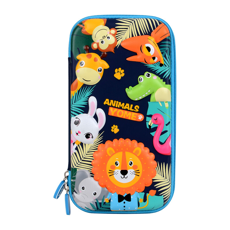 Hong Kong yome stationery box 3D children's pencil box pupils' pencil box mute waterproof large capacity multifunctional Amazon Adventure widened Navy