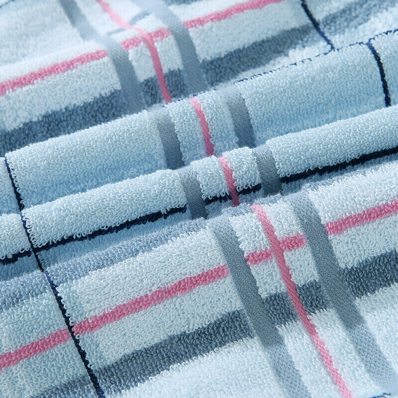 金号 毛巾家纺 纯棉经典格子毛巾被盖毯一条装 蓝色 1050g 200*160cm