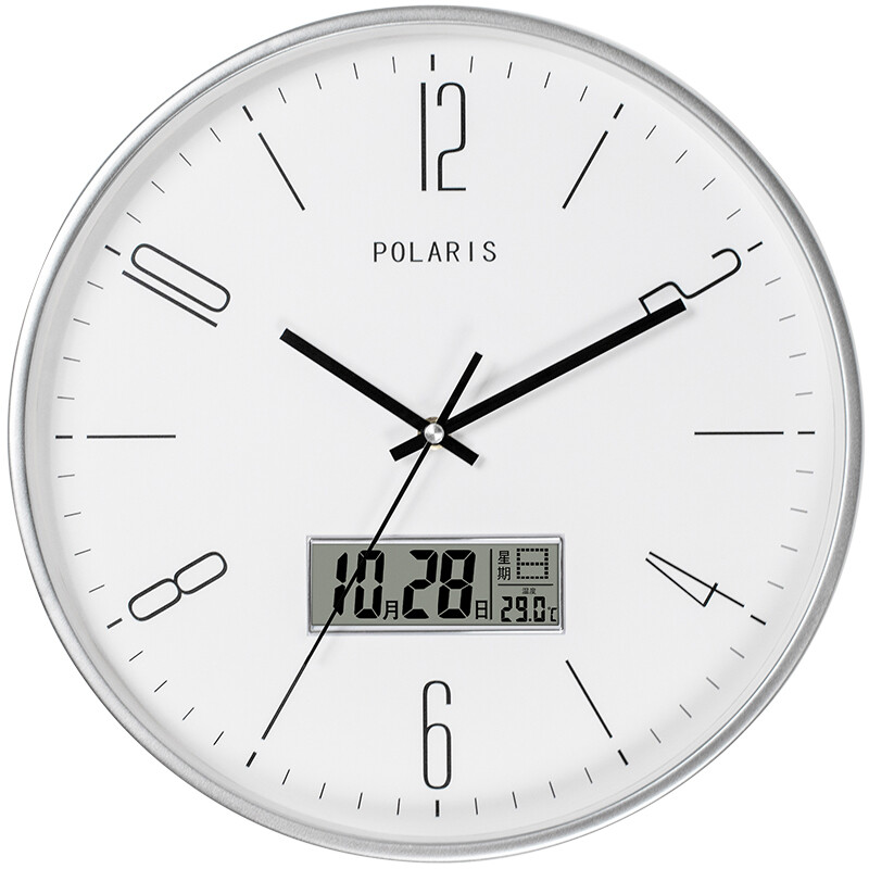 Polaris wall clock modern North European and American minimalist silent living room bedroom office simple clock wall clock quartz clock 2772 single liquid silver