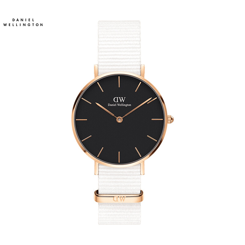 Daniel Wellington DW watch women's 32mm Phnom Penh black disc white nylon strap ultra thin quartz watch dw00100312