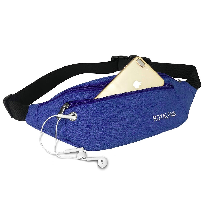 Yunya Royal men's and women's sports fitness waist bag outdoor 4 zipper multifunctional fashion portable waist bag blue