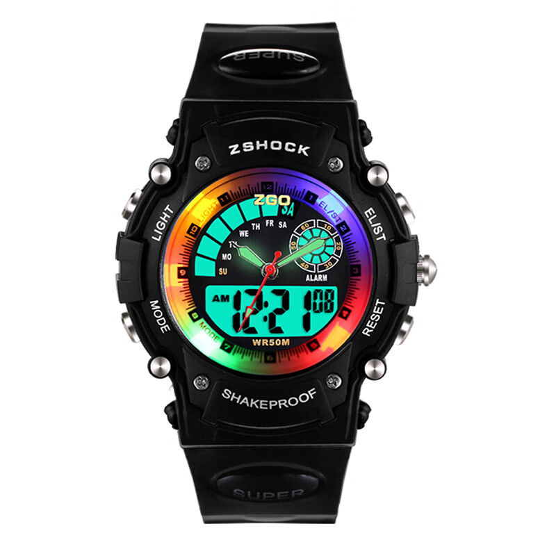 Zhenggang ZGO children's watch Boys waterproof luminous electronic watch children primary school children 12-15 years old 311 black