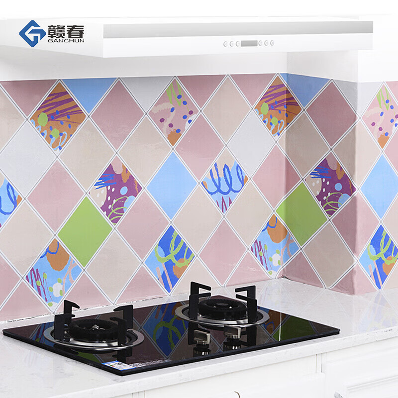 Ganchun kitchen oil proof sticker stove high temperature resistant waterproof sticker cabinet drawer pad oil smoke proof self-adhesive aluminum foil thickened wallpaper decorative sticker pink romance 60cm5m long